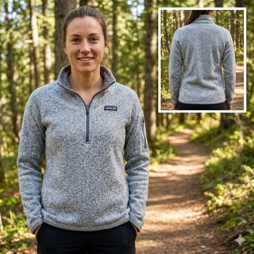 Patagonia Women's Better Sweater 1/4 Zip Fleece Birch White Size S STY25618 Knit